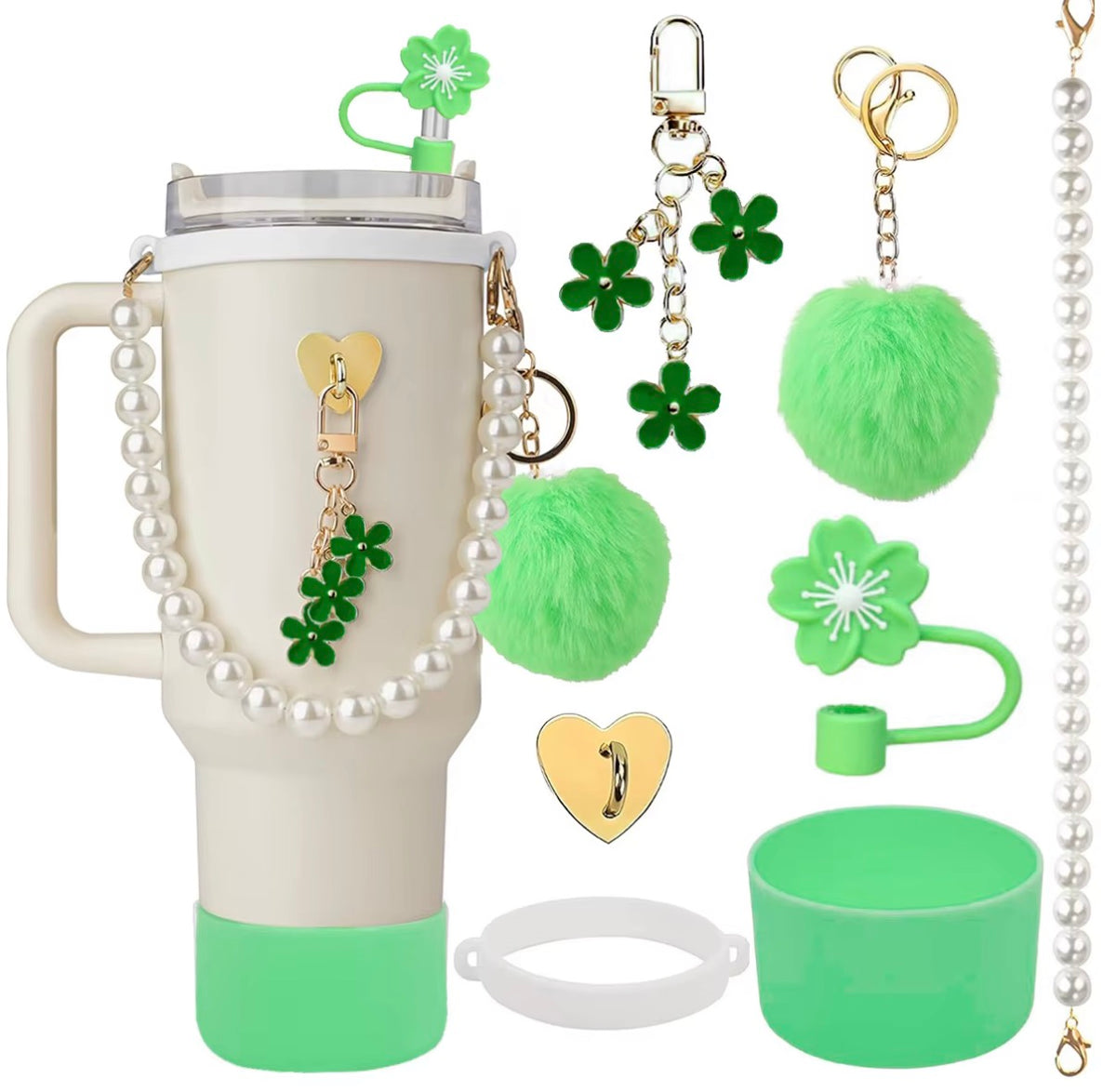 Nouvelle Collection 2026 : Ensemble d'accessoires pour gobelets avec chaîne de perles, pour gobelets de 30oz et 40oz, Kit de décoration et de bijoux