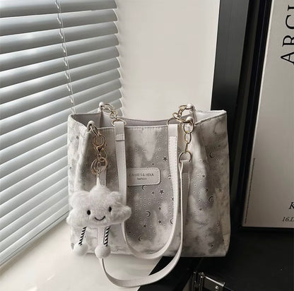 Sac fourre-tout en cuir PU grande capacité avec fermeture éclair, sac à bandoulière tendance pour femme