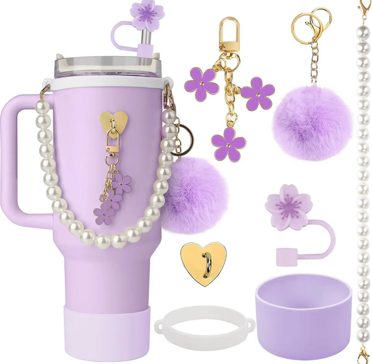 Nouvelle Collection 2026 : Ensemble d'accessoires pour gobelets avec chaîne de perles, pour gobelets de 30oz et 40oz, Kit de décoration et de bijoux