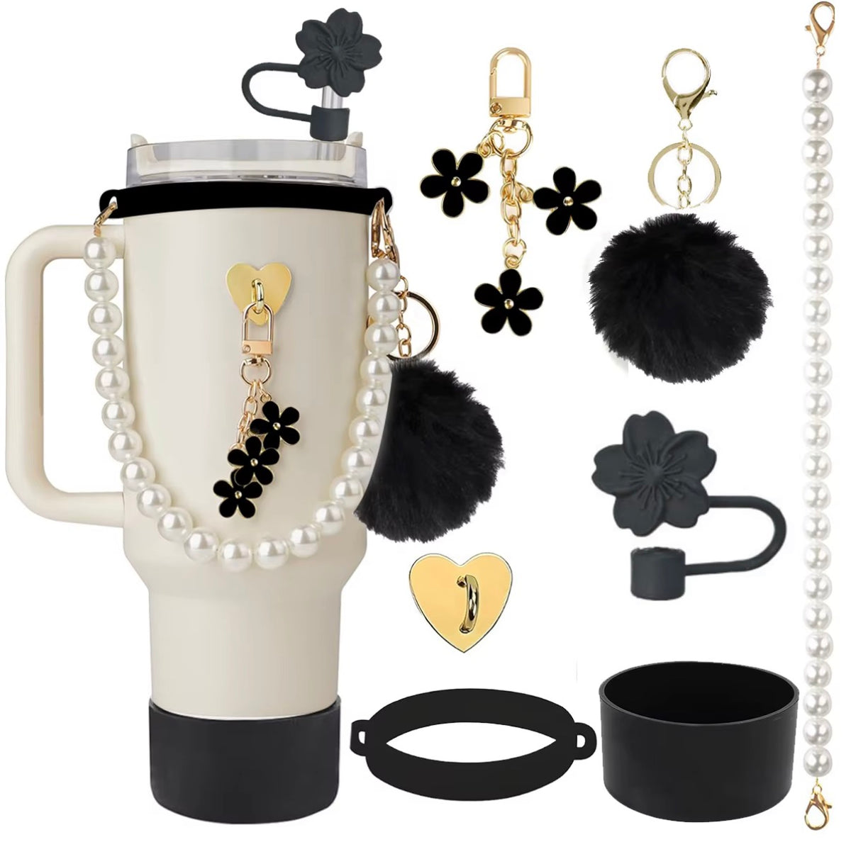 Nouvelle Collection 2026 : Ensemble d'accessoires pour gobelets avec chaîne de perles, pour gobelets de 30oz et 40oz, Kit de décoration et de bijoux