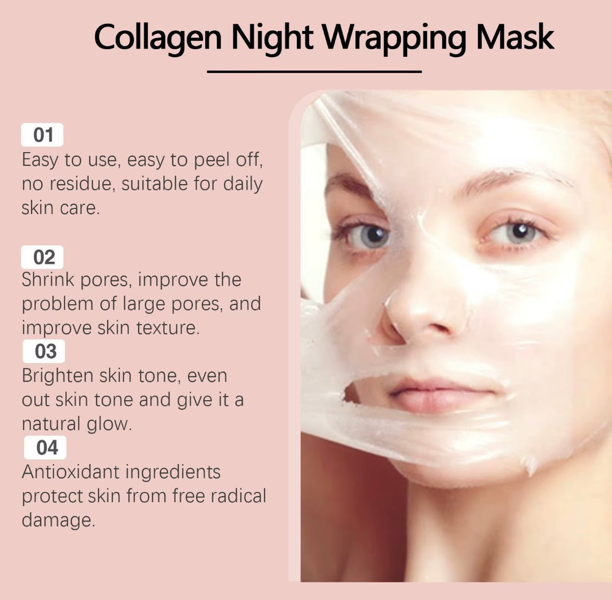 Offre Spéciale Masque Facial au Collagène Crème Visage
Nuit Enveloppant Masque Hydrolysé Pelliculable
Hydratant Gelée Soin Peau Cosmétique Collagène